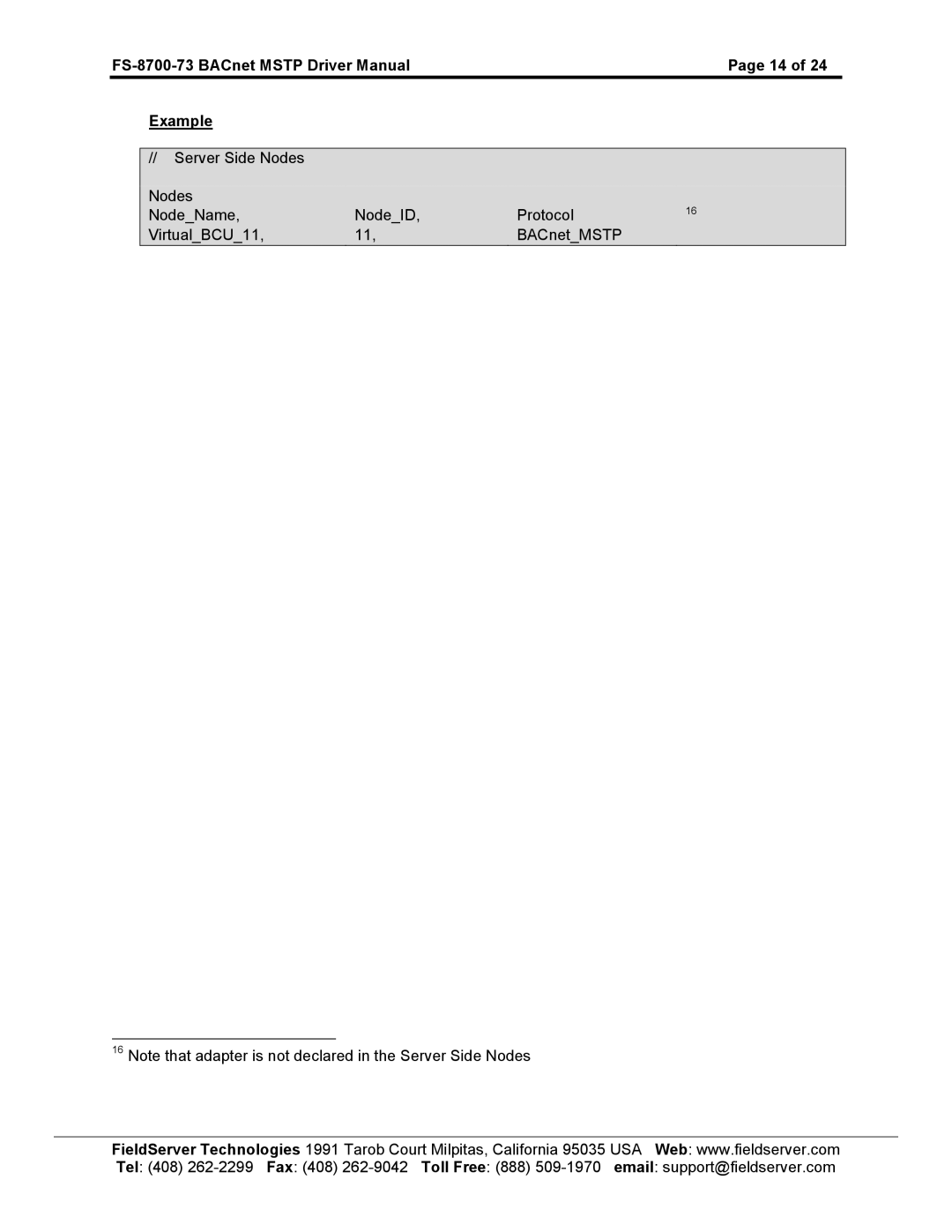 FieldServer FS-8700-73 instruction manual 