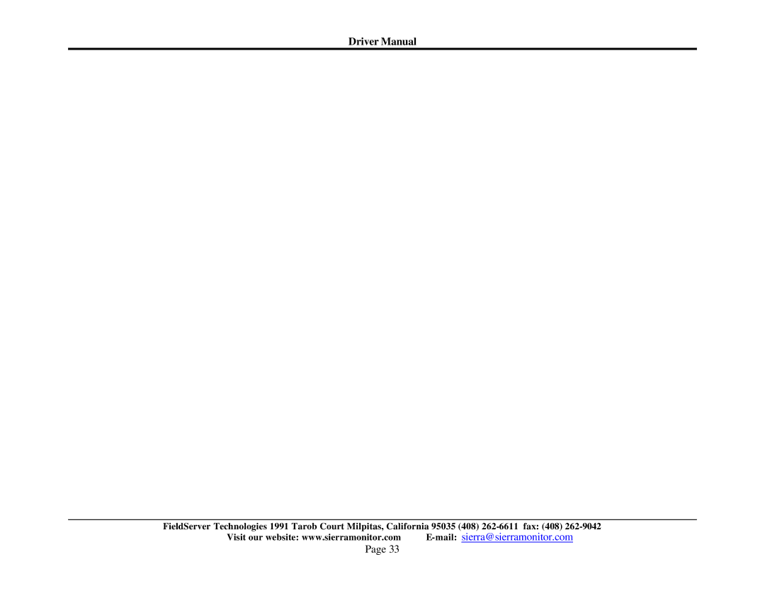 FieldServer FS-8700-78 instruction manual Driver Manual 