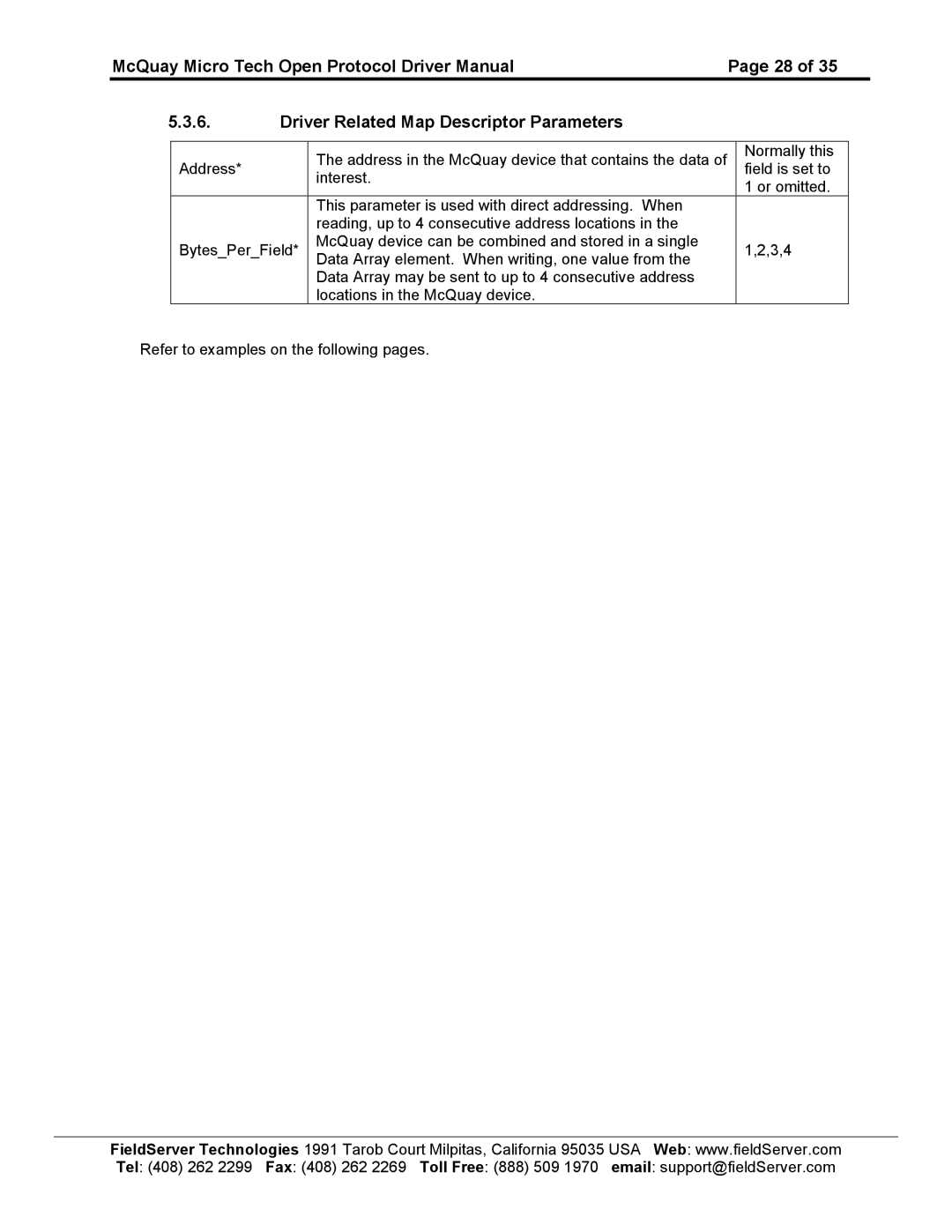 FieldServer FS-8700-80 instruction manual 