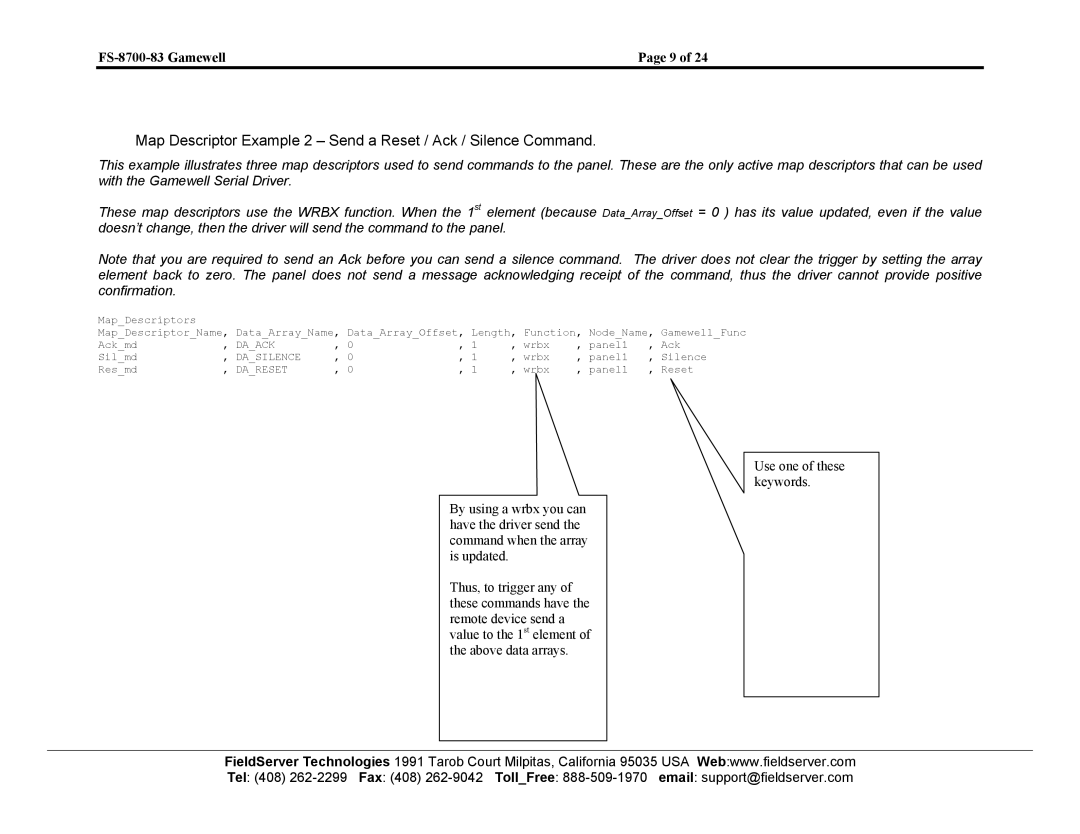 FieldServer FS-8700-83 instruction manual Daack 