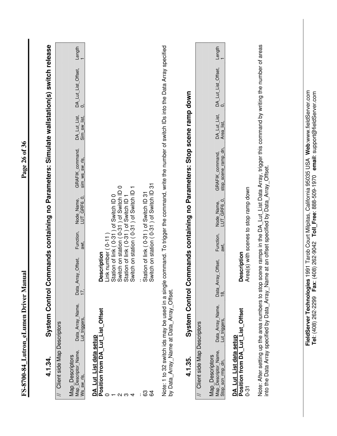 FieldServer FS-8700-84 instruction manual Areas with scenes to stop ramp down 