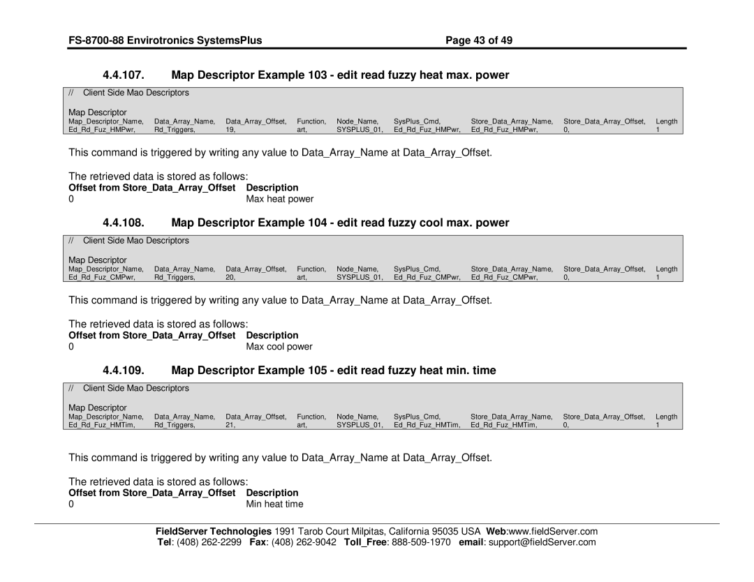 FieldServer instruction manual FS-8700-88 Envirotronics SystemsPlusPage 43 