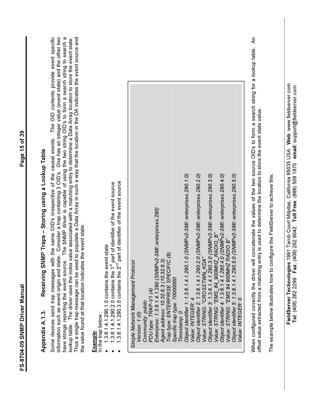 FieldServer FS-8704-09 SNMP instruction manual 