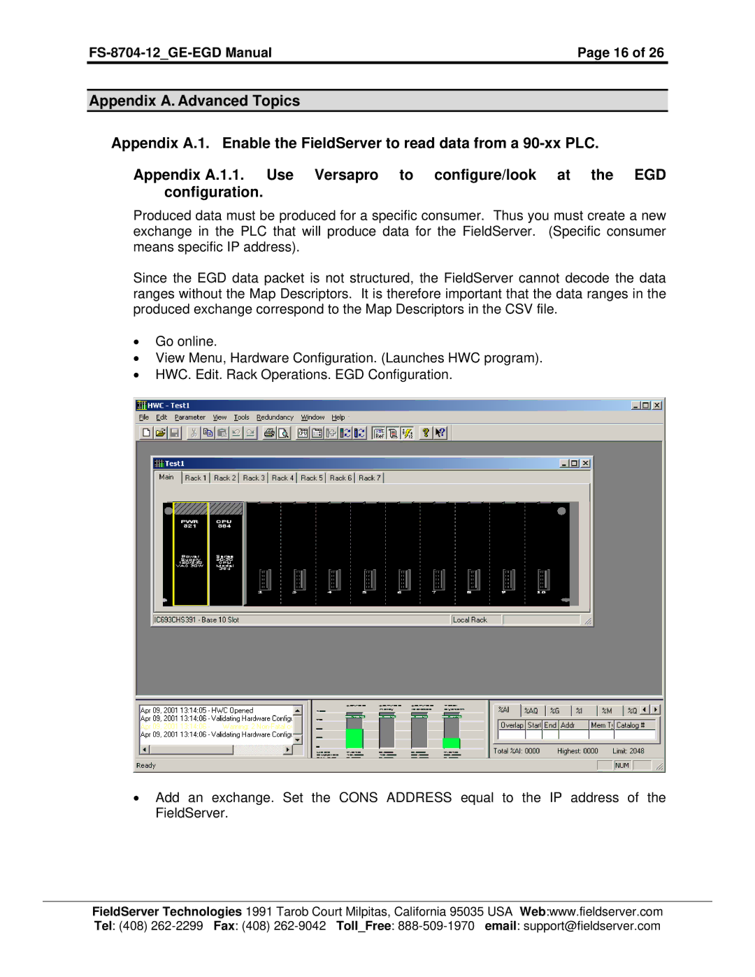 FieldServer instruction manual FS-8704-12GE-EGD ManualPage 16 