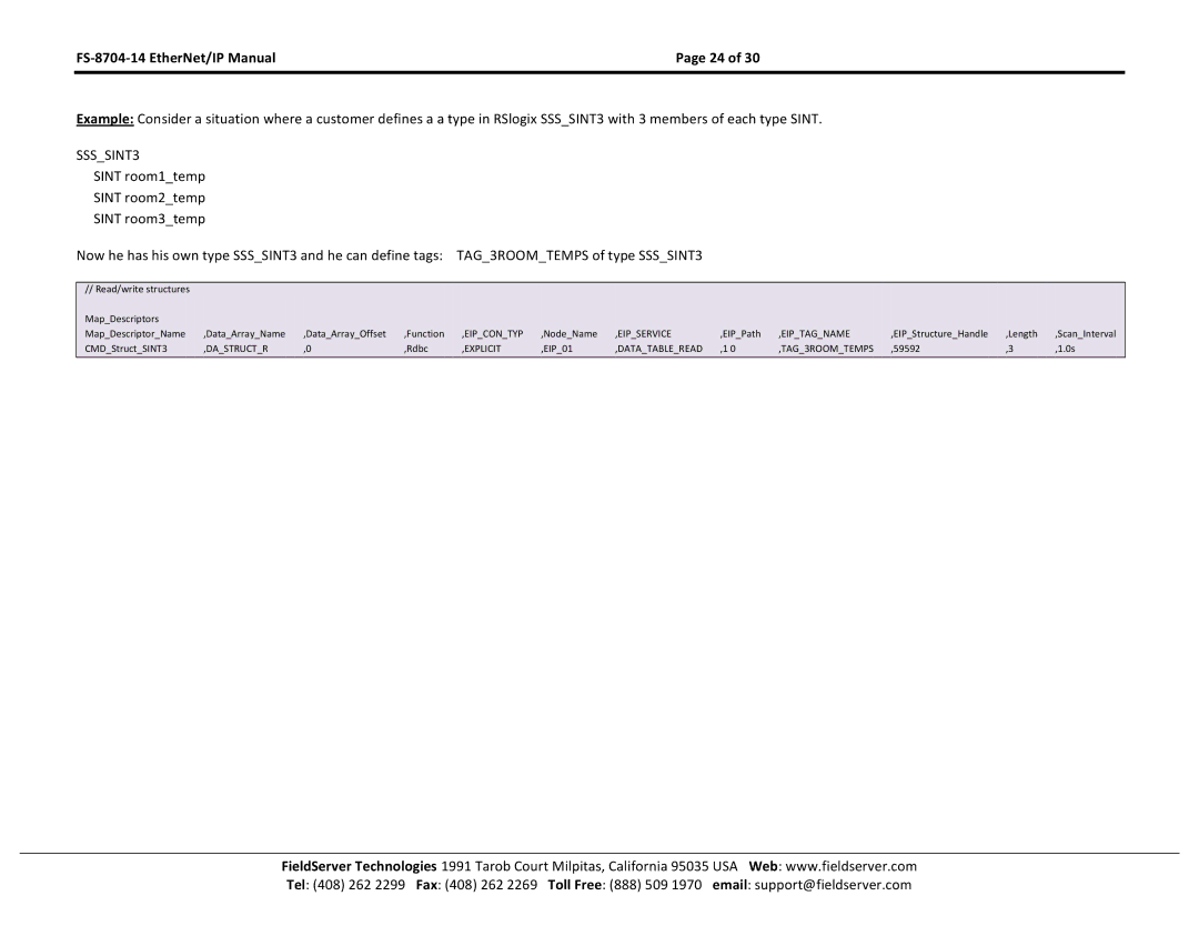 FieldServer FS-8704-14 instruction manual SSSSINT3 