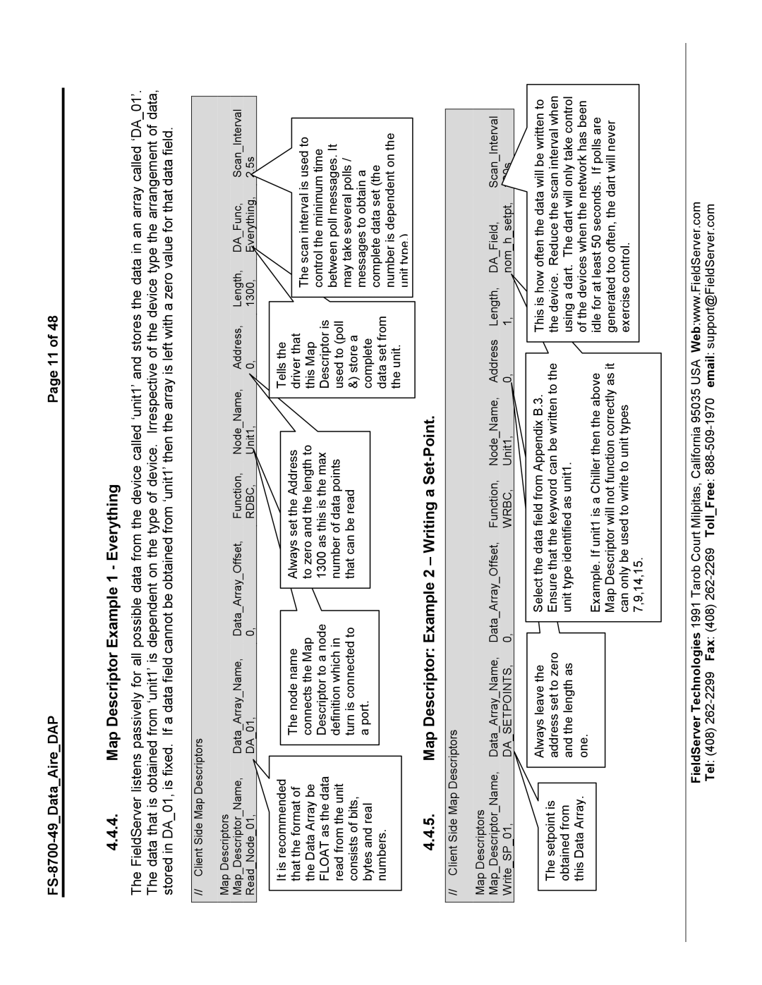 FieldServer FS-8704-49 instruction manual Map Descriptor Example 1 Everything, Map Descriptor Example 2 Writing a Set-Point 