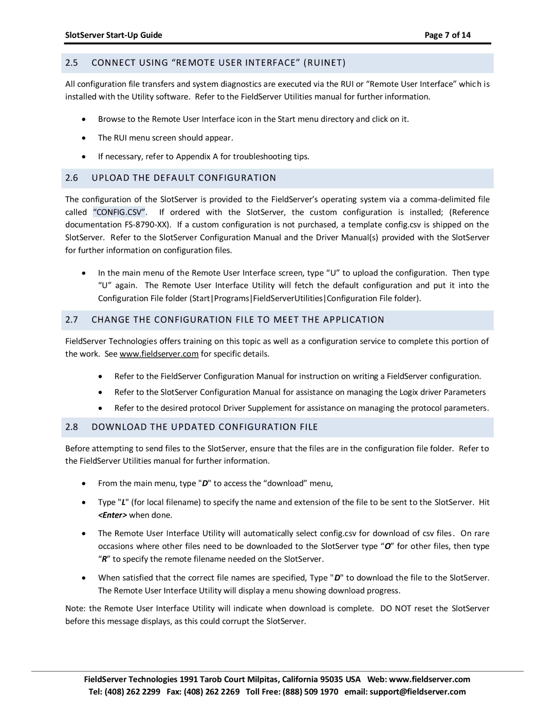 FieldServer FS-RA-CLX-FIR, FS-RA-CLX-PRO manual Connect Using Remote User Interface Ruinet, Upload the Default Configuration 