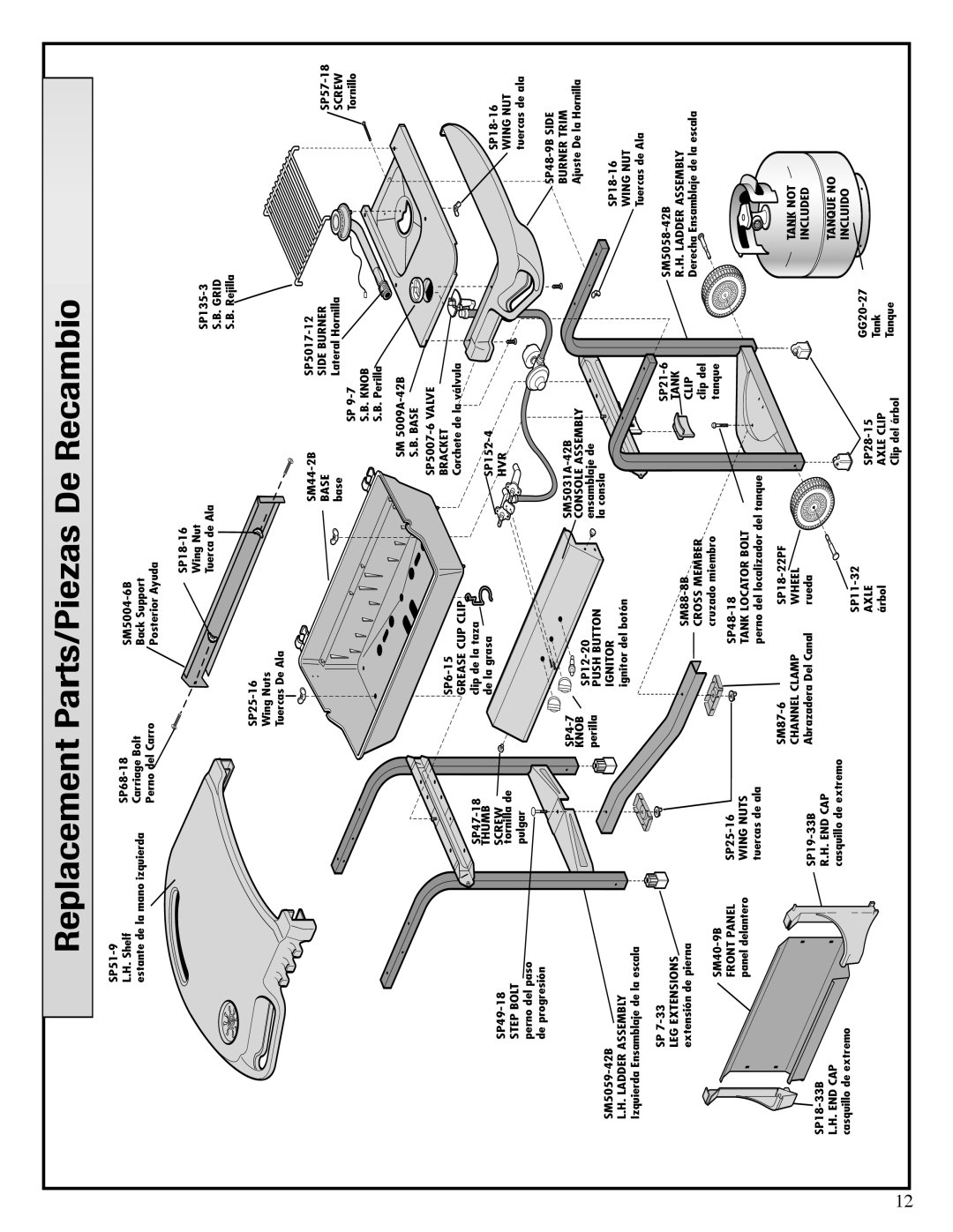 Fiesta EHA2240-B404 manual Replacement Parts/Piezas De Recambio 