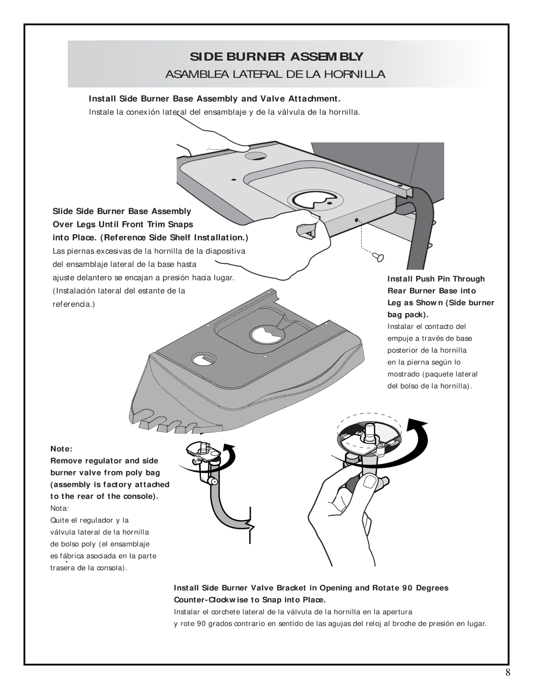 Fiesta ESD45055-B327 manual Side Burner Assembly, Asamblea Lateral DE LA Hornilla 