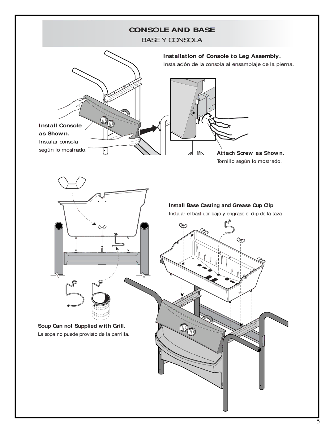 Fiesta ESD45055-B401 manual Console and Base, Base Y Consola 