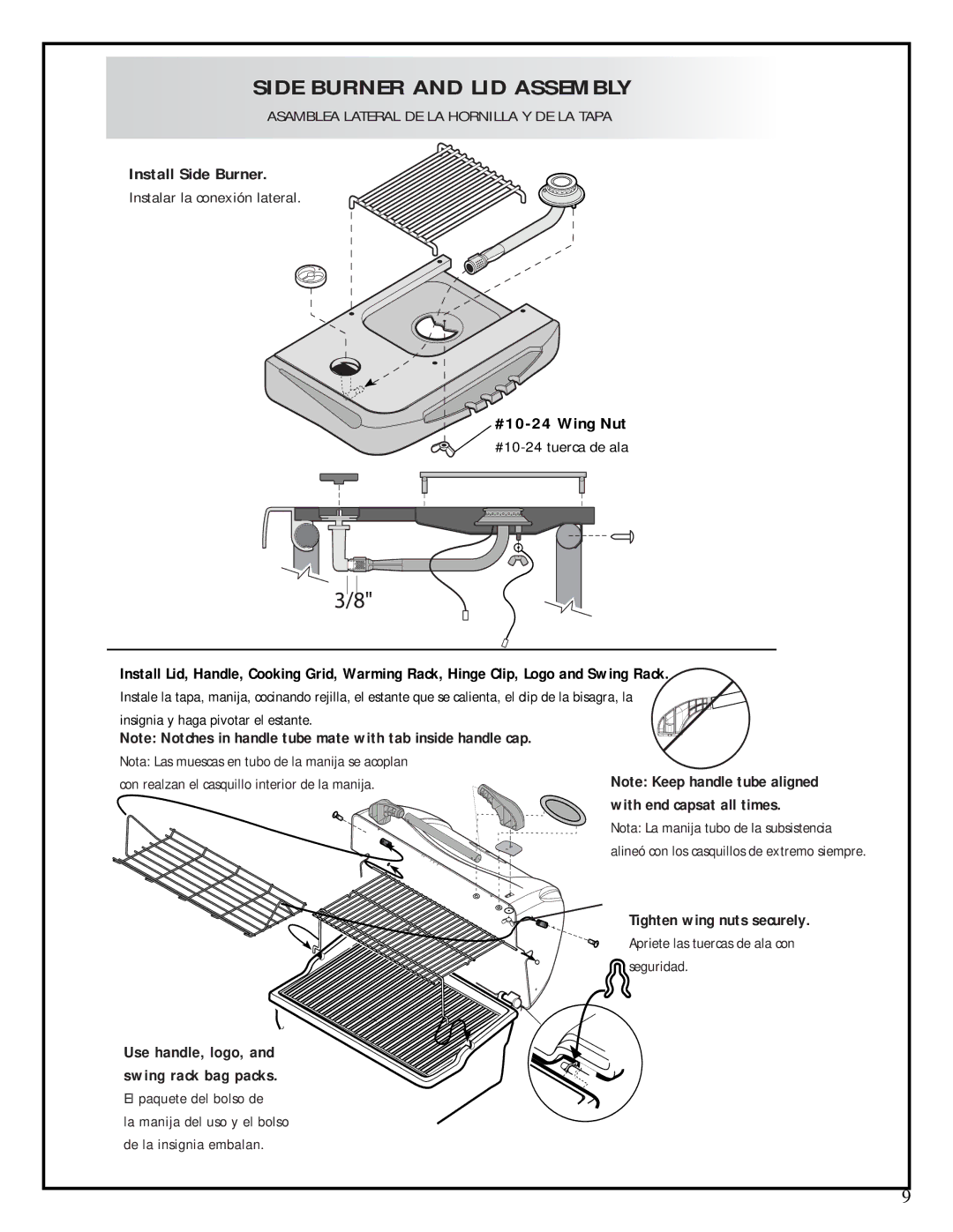 Fiesta ESD45055-B401 manual Side Burner and LID Assembly, Install Side Burner 