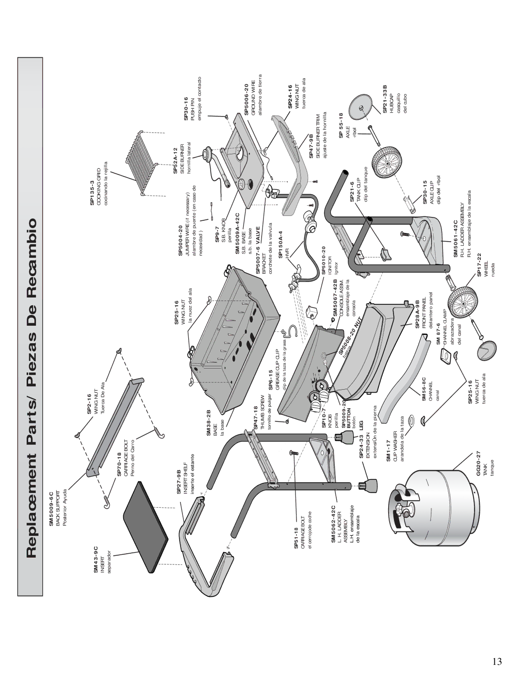 Fiesta ESD45055-BC301 manual Replacement Parts/Piezas De Recambio 