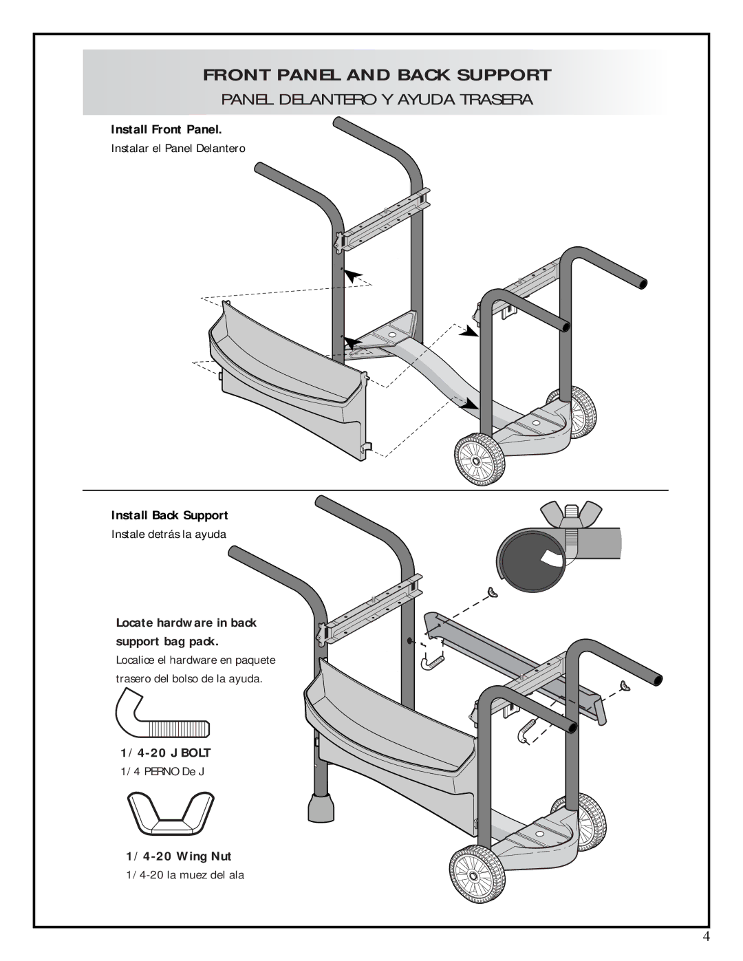 Fiesta ESD45055-BC301 manual Front Panel and Back Support 