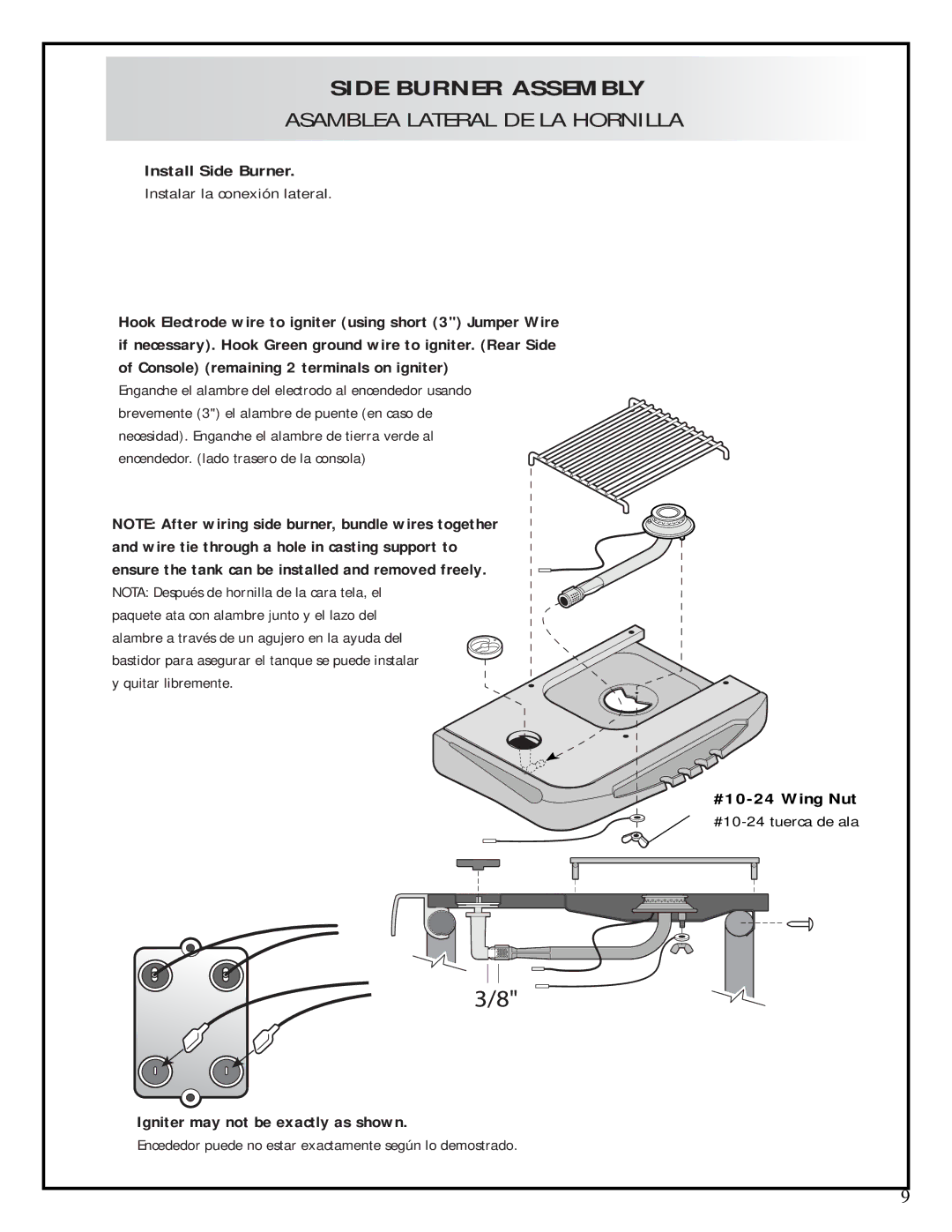 Fiesta ESD45055-BC301 manual Install Side Burner, Instalar la conexión lateral 