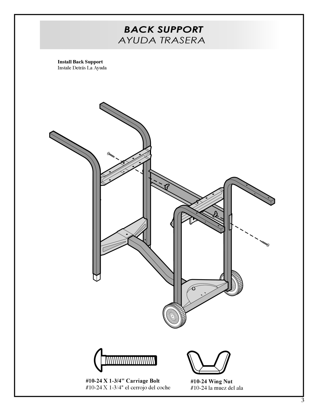 Fiesta EZA24025-B309 manual Back Support, Ayuda Trasera 