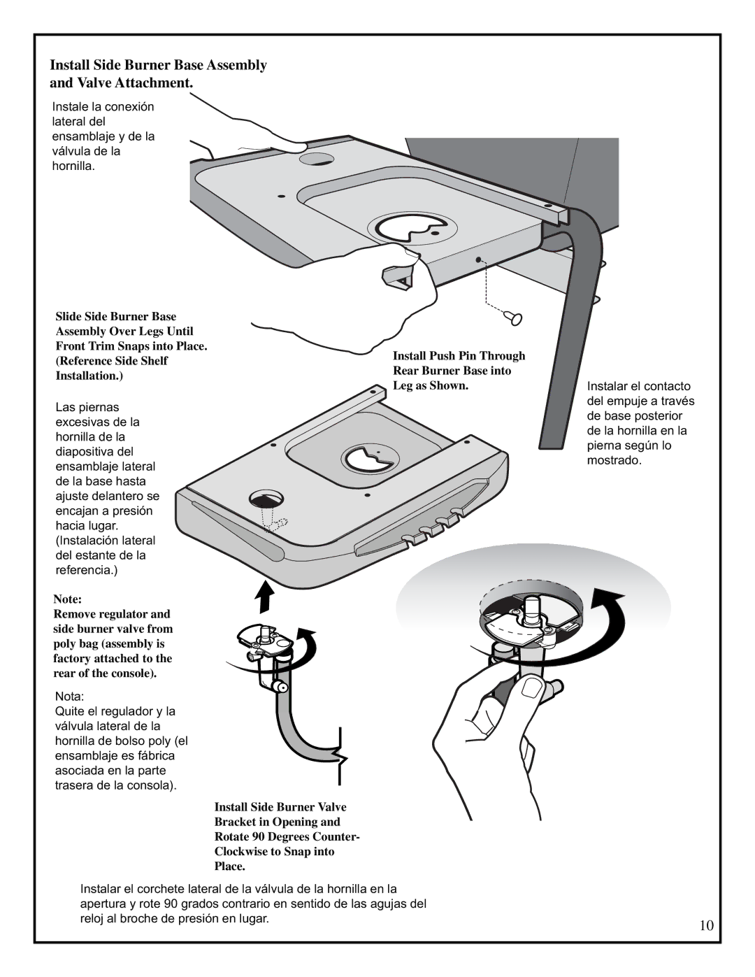 Fiesta EZA34545-B410 manual Install Side Burner Base Assembly and Valve Attachment 