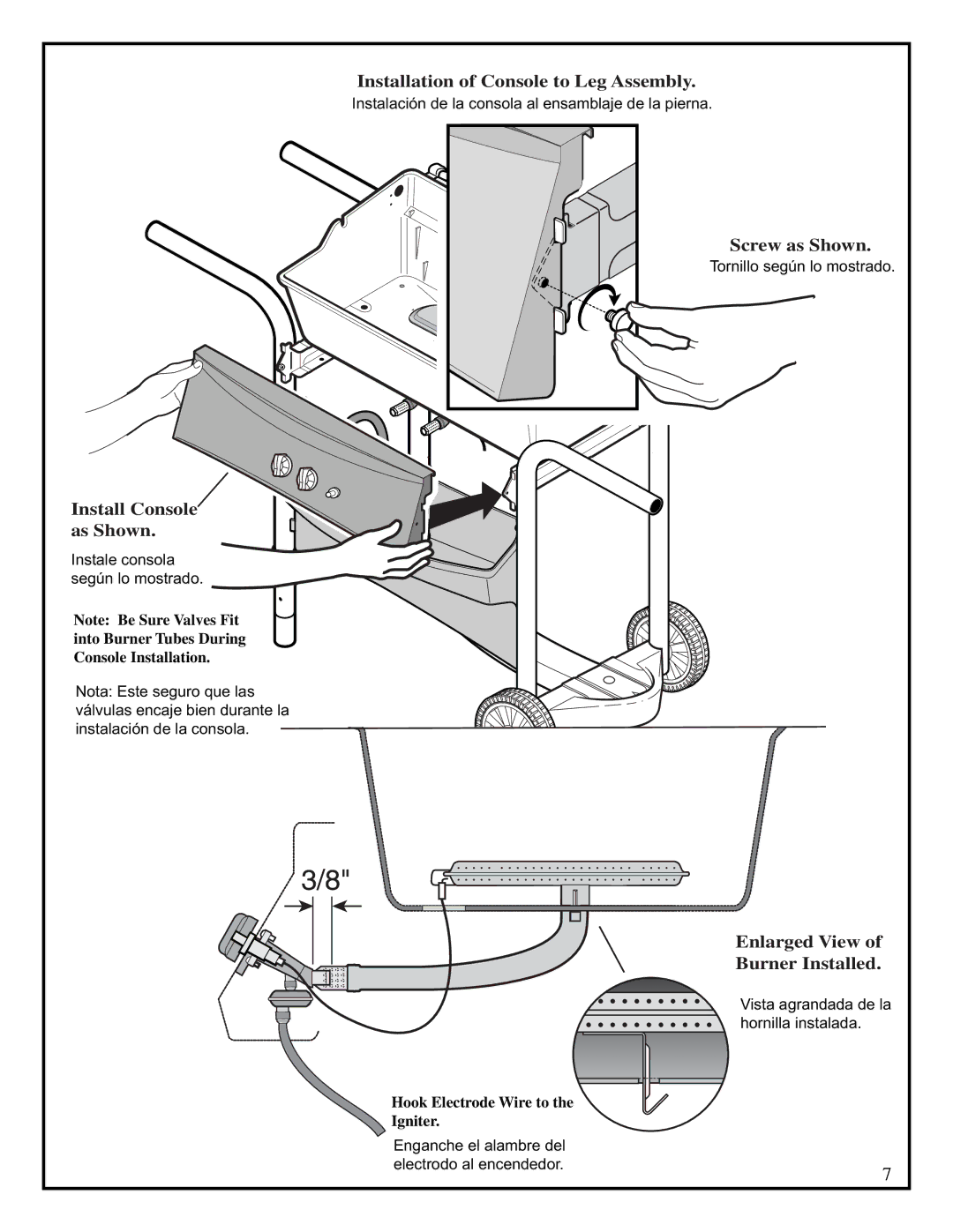 Fiesta EZA34545-B410 manual Installation of Console to Leg Assembly 