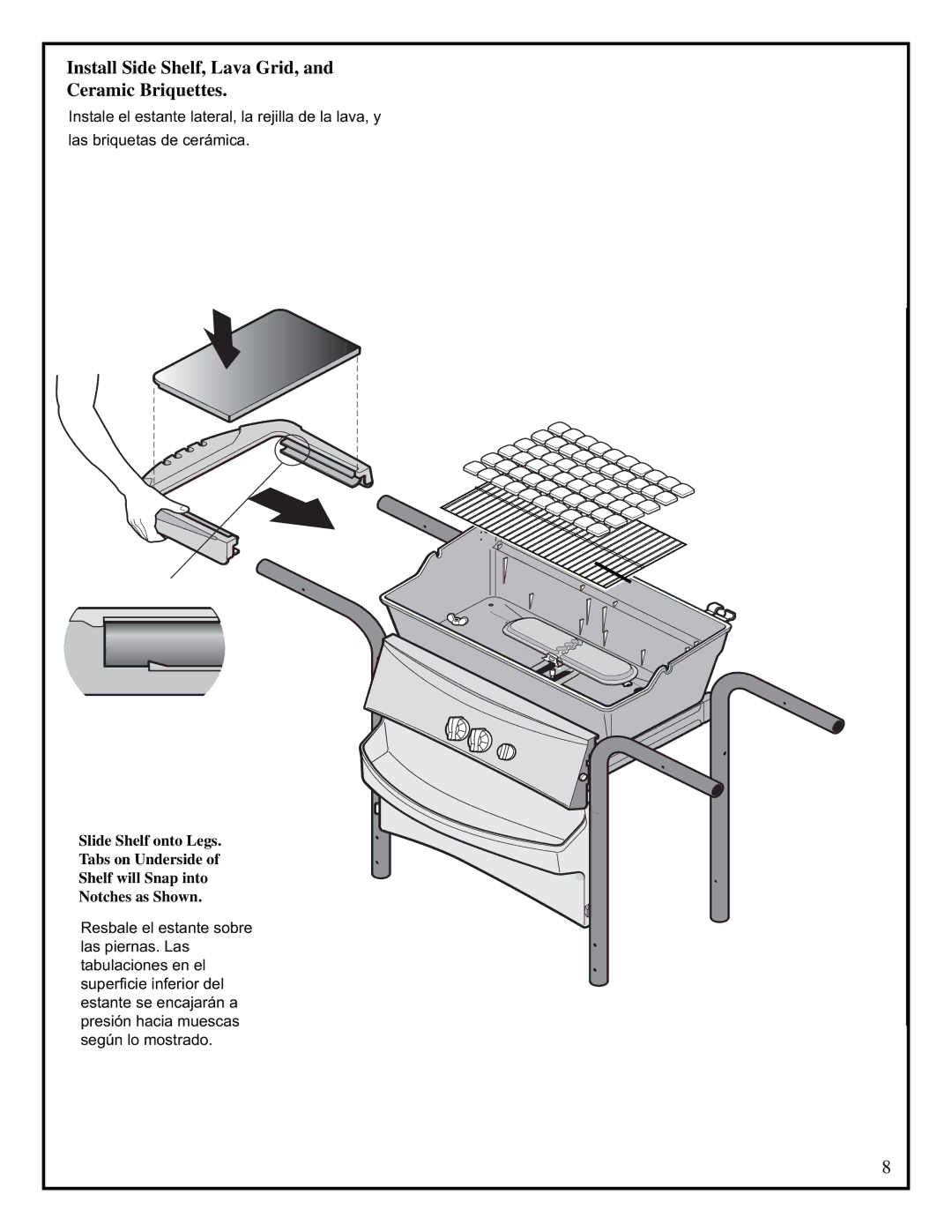 Fiesta EZA34545-B410 manual Install Side Shelf, Lava Grid, and Ceramic Briquettes 