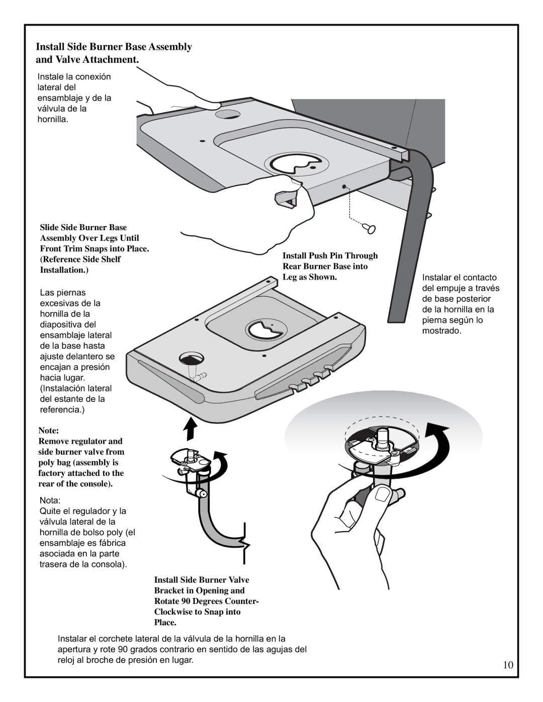 Fiesta EZA34545-P306 manual Install Side Burner Base Assembly and Valve Attachment 