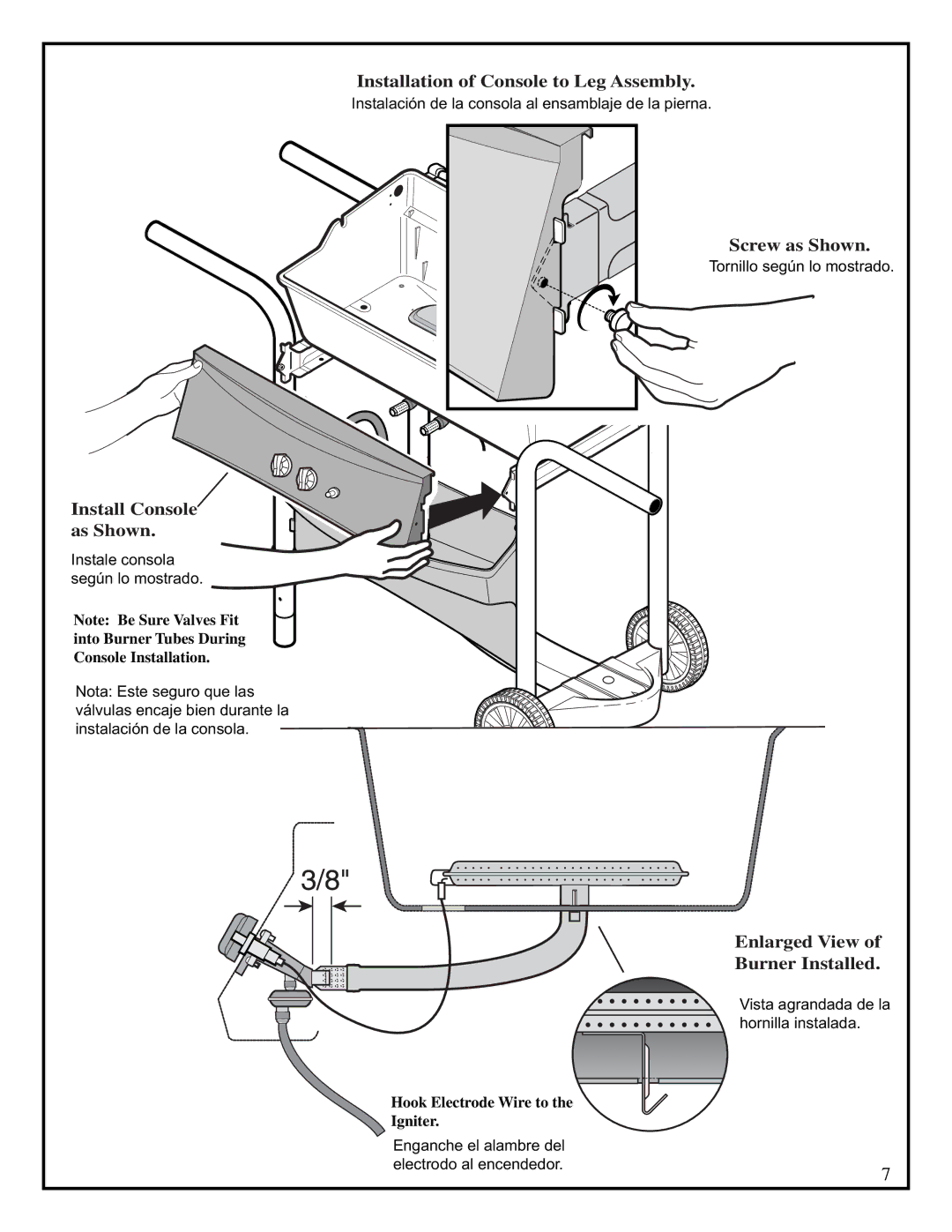 Fiesta EZA34545-P306 manual Installation of Console to Leg Assembly 