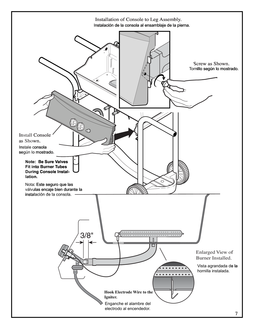 Fiesta EZH34535-B309 manual Installation of Console to Leg Assembly, Install Console as Shown 