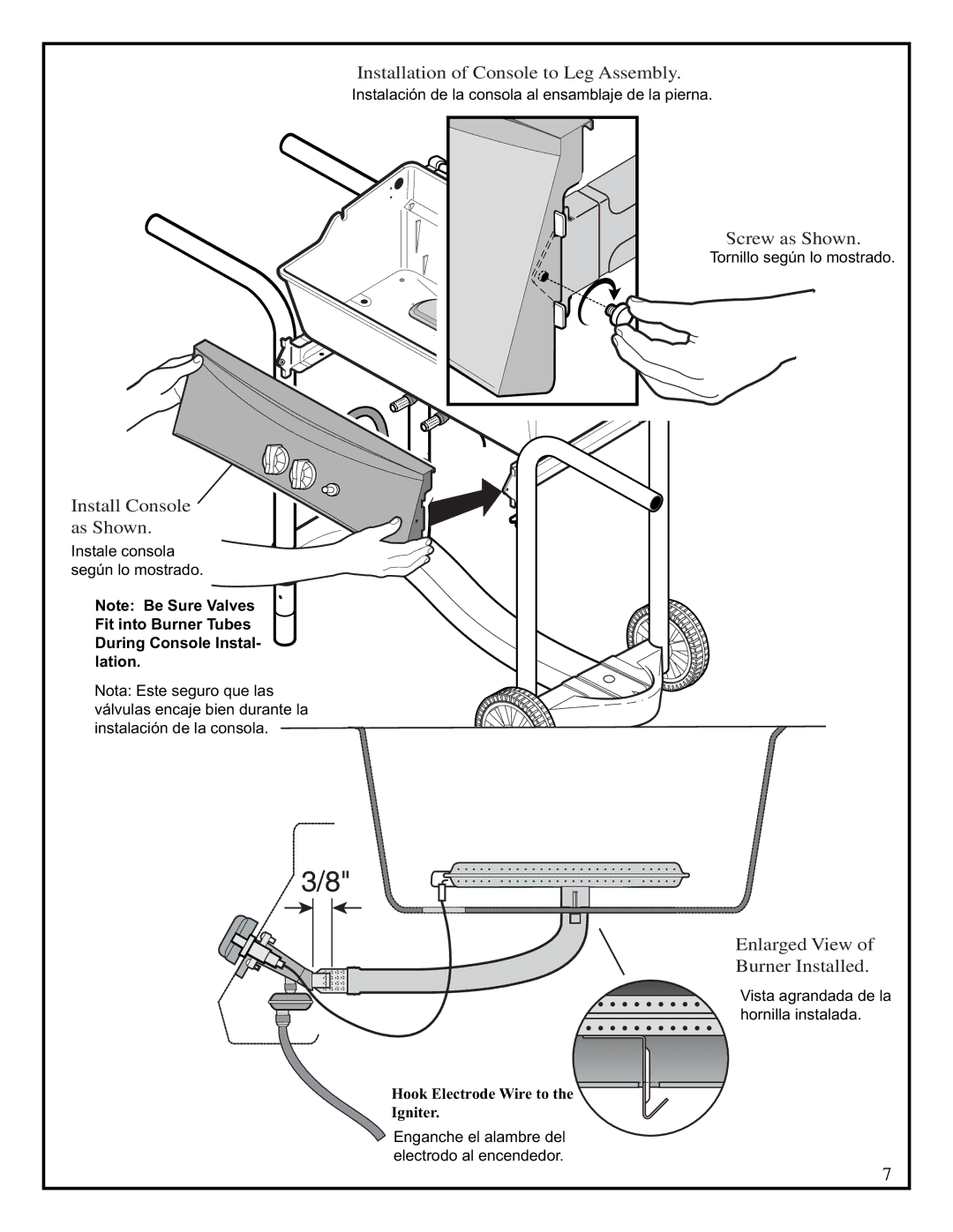 Fiesta EZT34535-B301 manual Installation of Console to Leg Assembly 