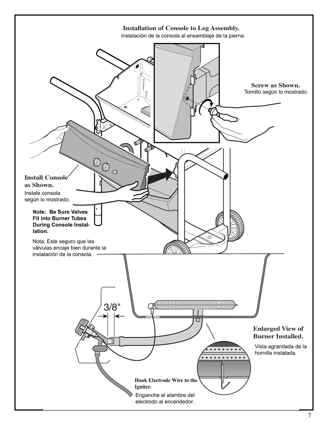 Fiesta EZT34535-B401 manual Installation of Console to Leg Assembly 