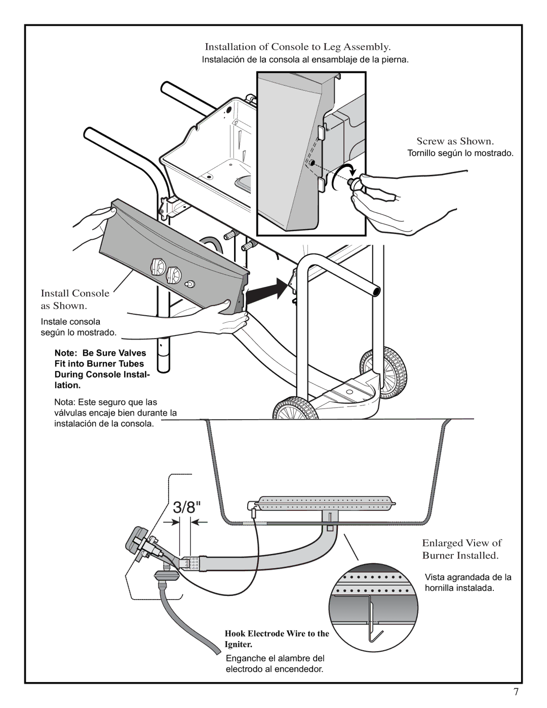 Fiesta EZT34535-P412 manual Installation of Console to Leg Assembly 