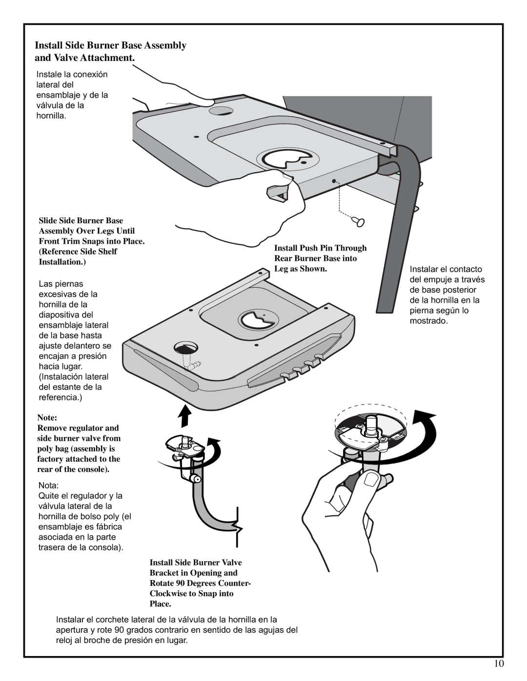 Fiesta EZT34545-P303 manual Install Side Burner Base Assembly and Valve Attachment 