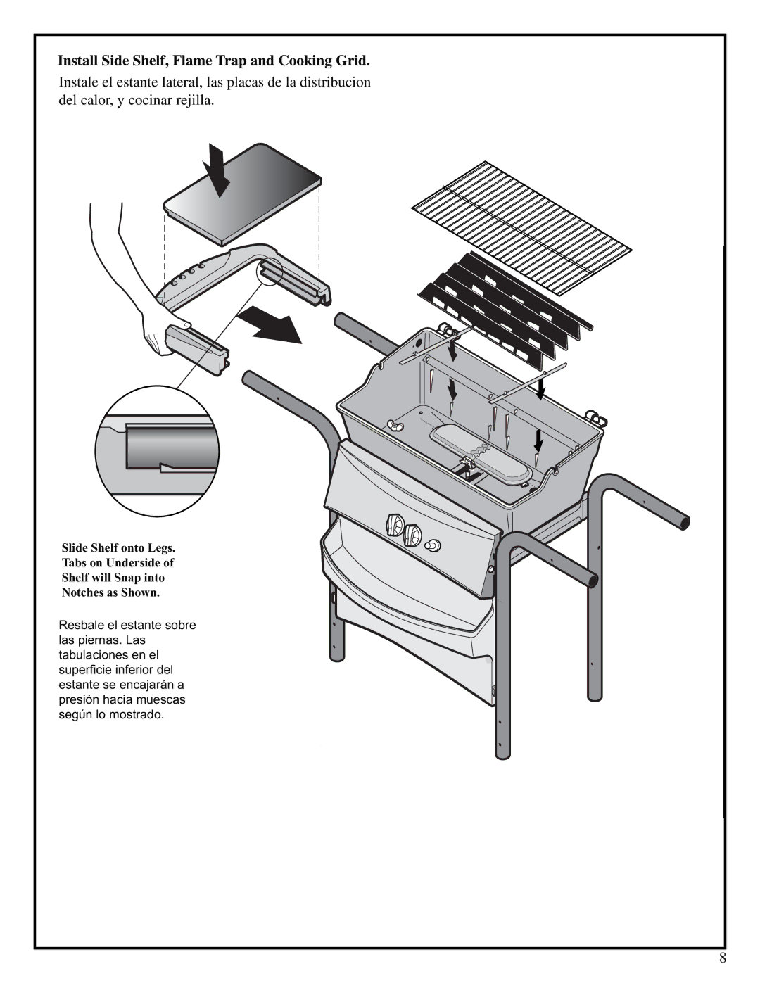 Fiesta EZT34545-P303 manual Install Side Shelf, Flame Trap and Cooking Grid 