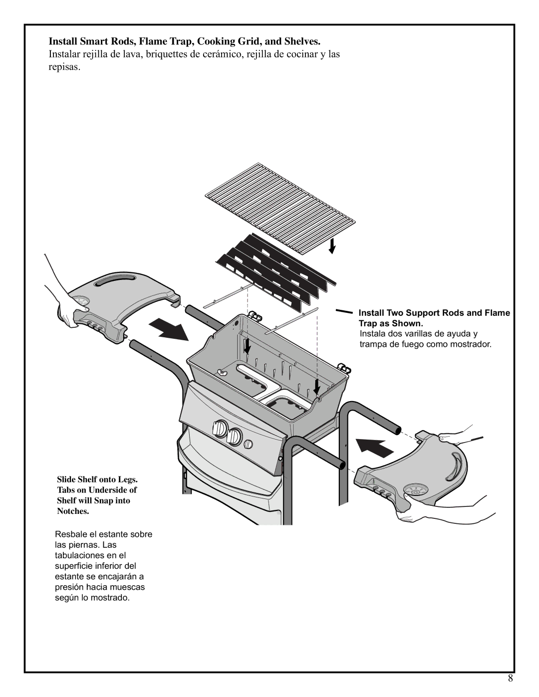 Fiesta EZT40040-P303 manual Install Smart Rods, Flame Trap, Cooking Grid, and Shelves 