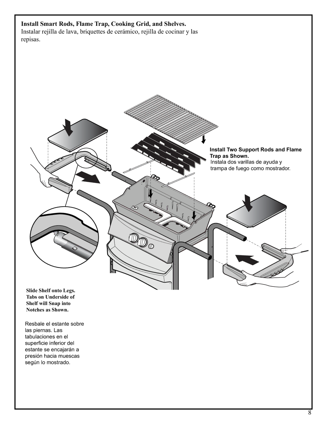 Fiesta EZT40040-P407 manual Install Smart Rods, Flame Trap, Cooking Grid, and Shelves 