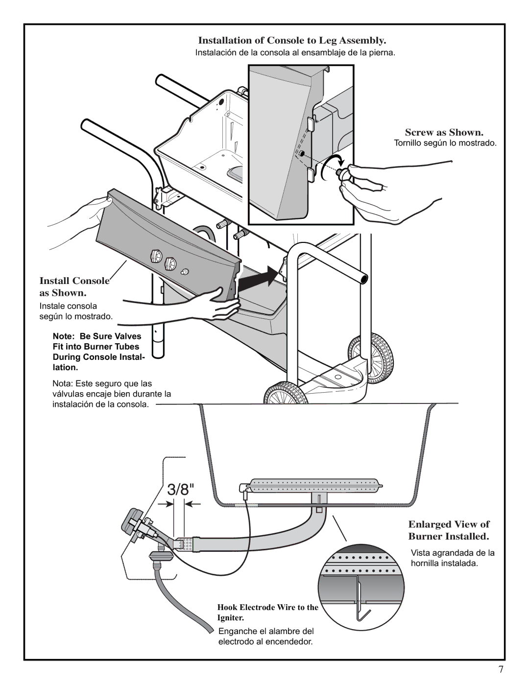 Fiesta EZT40050-B405 manual Installation of Console to Leg Assembly 