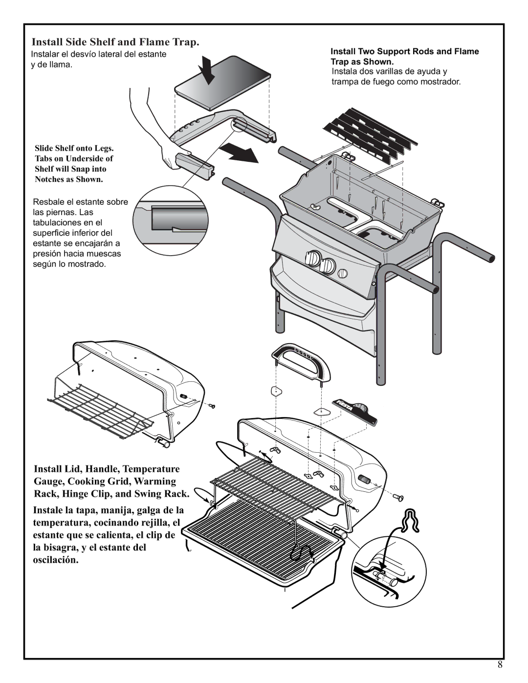 Fiesta EZT40050-B405 manual Install Side Shelf and Flame Trap 