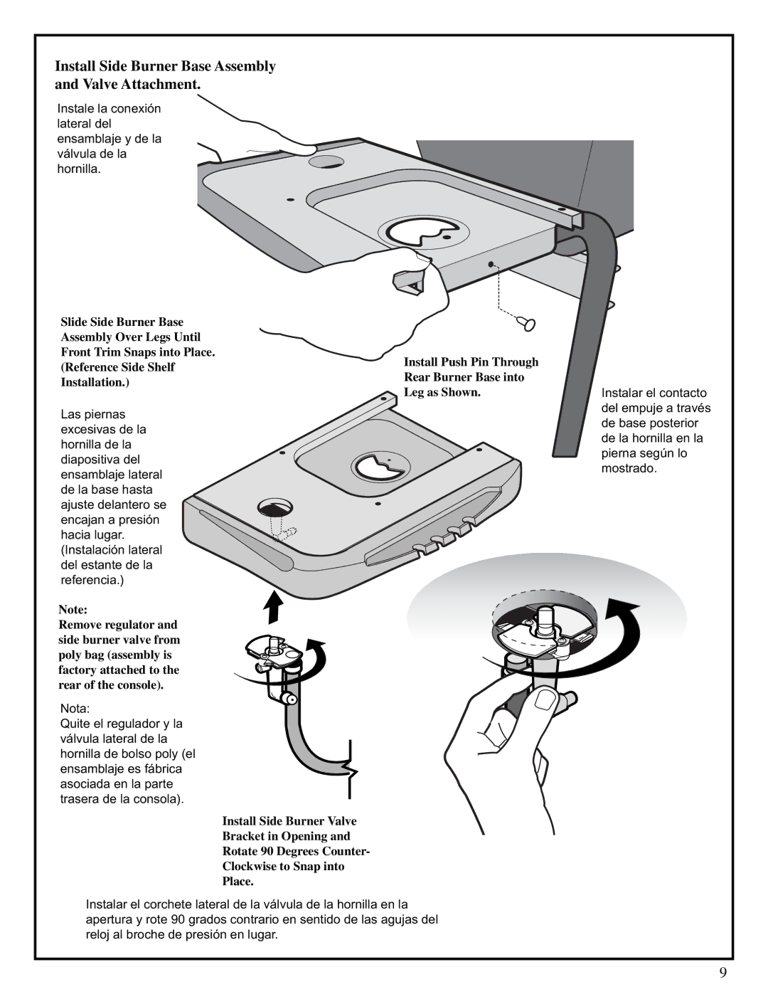 Fiesta EZT40050-B405 manual Install Side Burner Base Assembly and Valve Attachment 