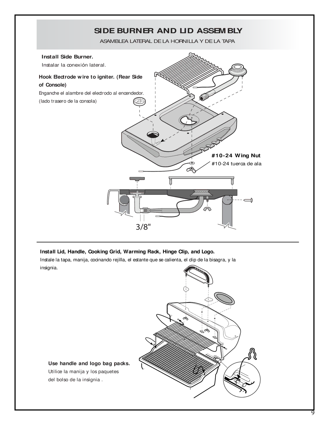 Fiesta EZT40050-B703 manual Install Side Burner, Hook Electrode wire to igniter. Rear Side of Console 