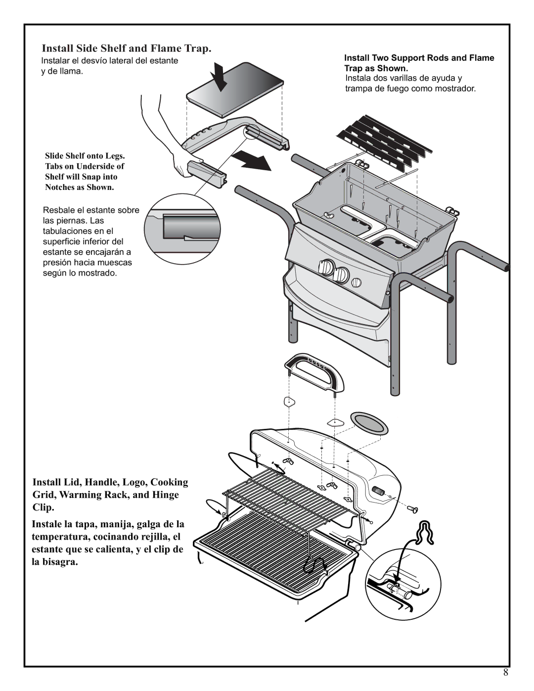 Fiesta EZT40050-BC307 manual Install Side Shelf and Flame Trap 