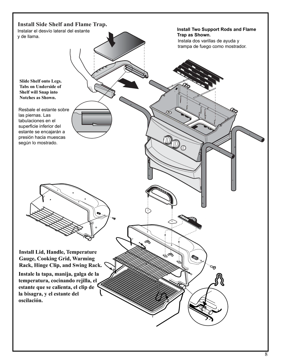 Fiesta EZT40050-P308 manual Install Side Shelf and Flame Trap 