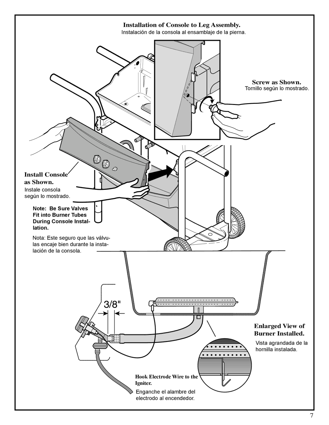 Fiesta EZT40050-P340 manual Installation of Console to Leg Assembly 