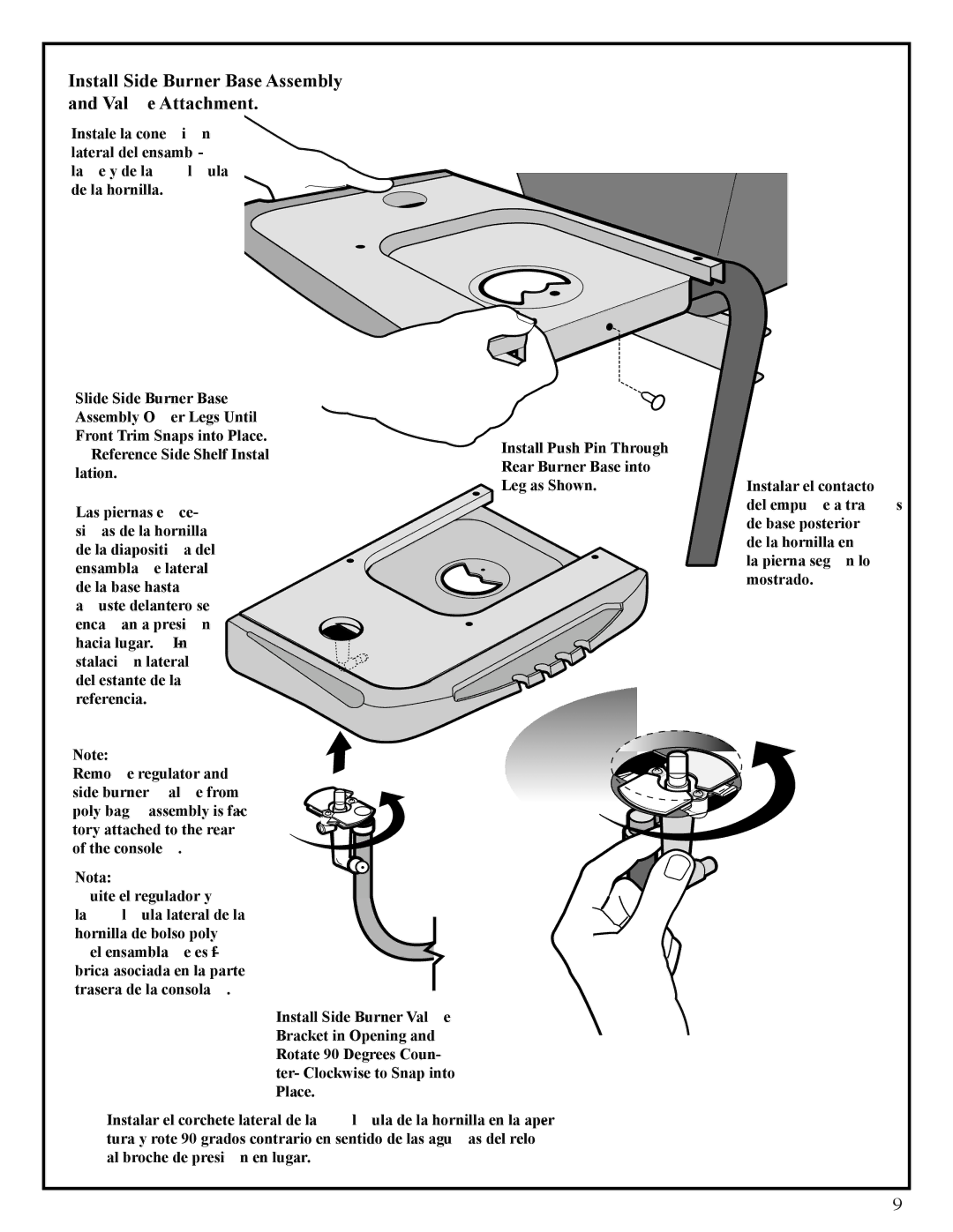 Fiesta EZT40050-P340 manual Install Side Burner Base Assembly and Valve Attachment 