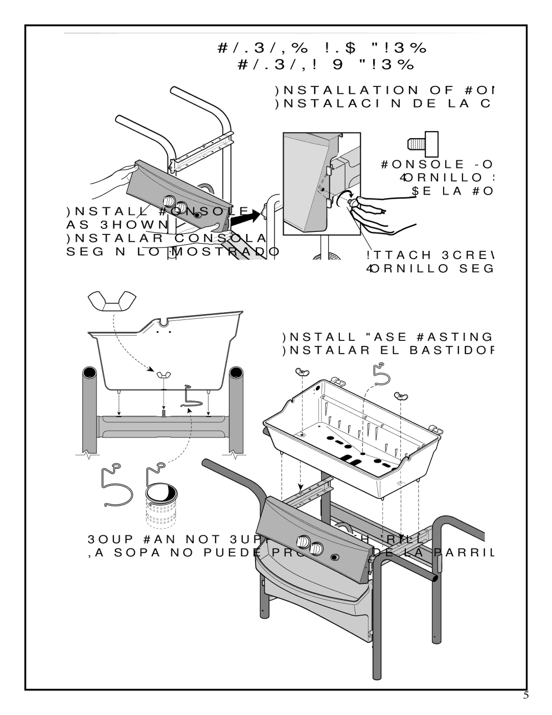 Fiesta EZT40050-P344 manual Installation of Console to Leg Assembly, Console Mounting Screw, Attach Screw as Shown 