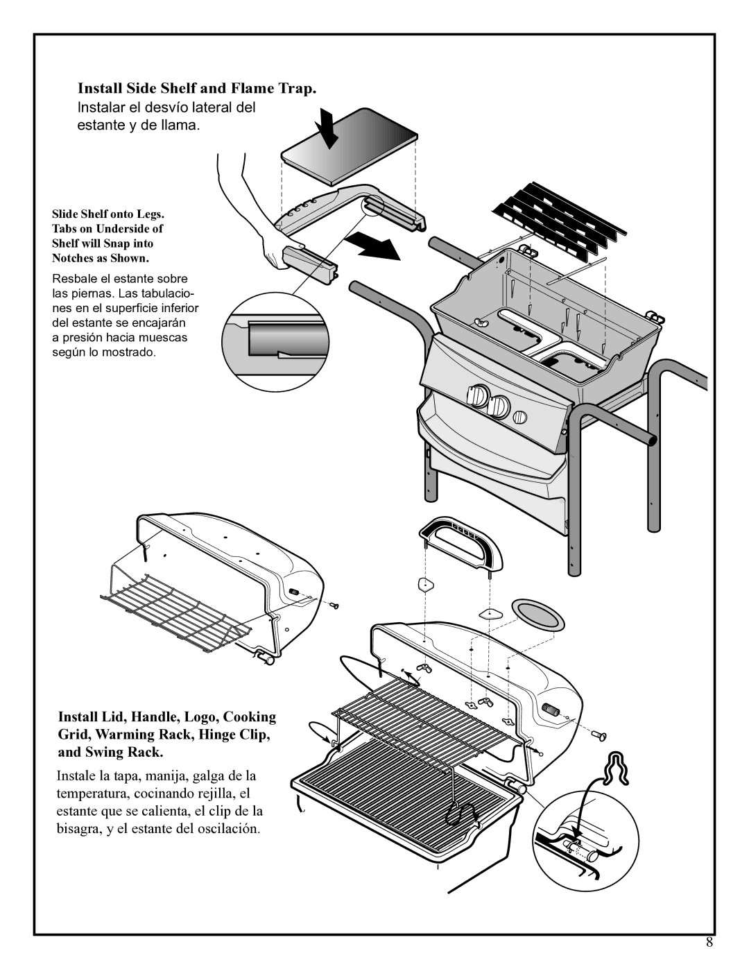 Fiesta EZT40050-P484 manual Install Side Shelf and Flame Trap 