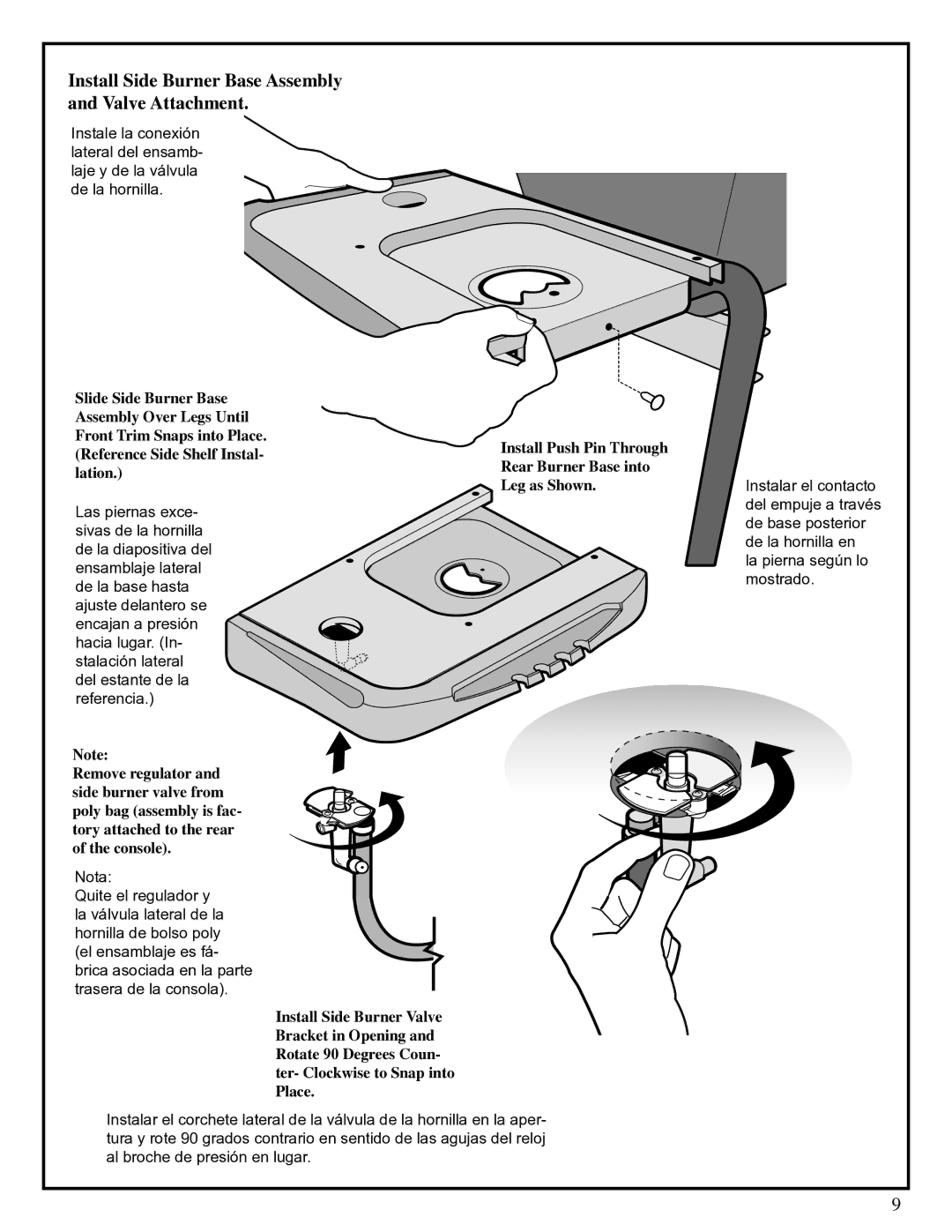 Fiesta EZT40050-P484 manual Install Side Burner Base Assembly and Valve Attachment 