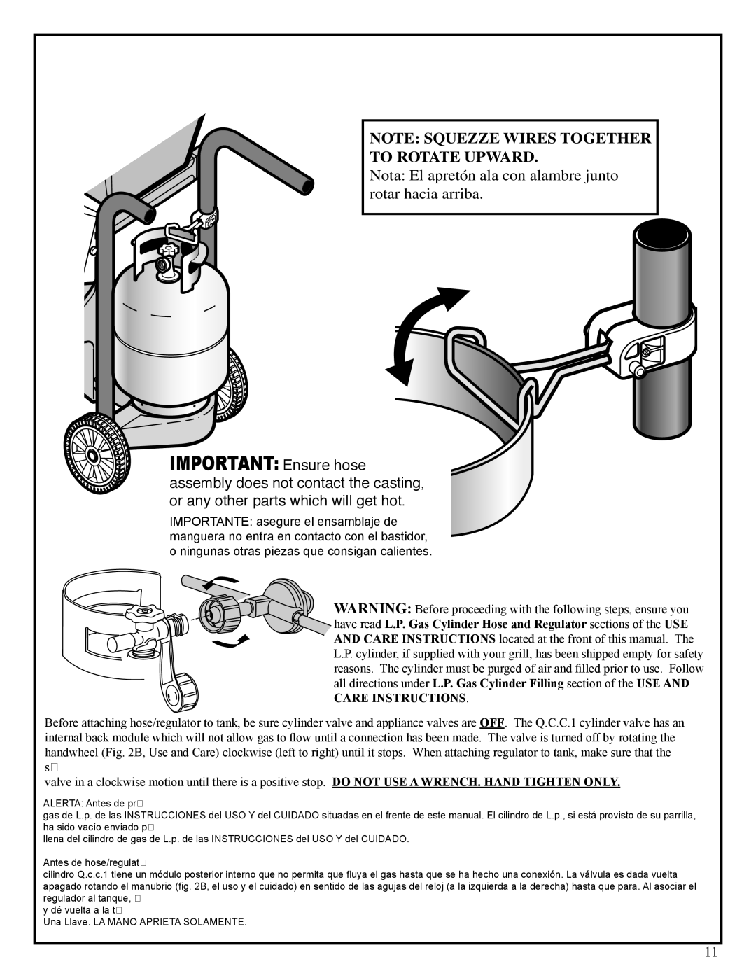 Fiesta EZT45055-B319 manual Important Ensure hose, Nota El apretón ala con alambre junto rotar hacia arriba 