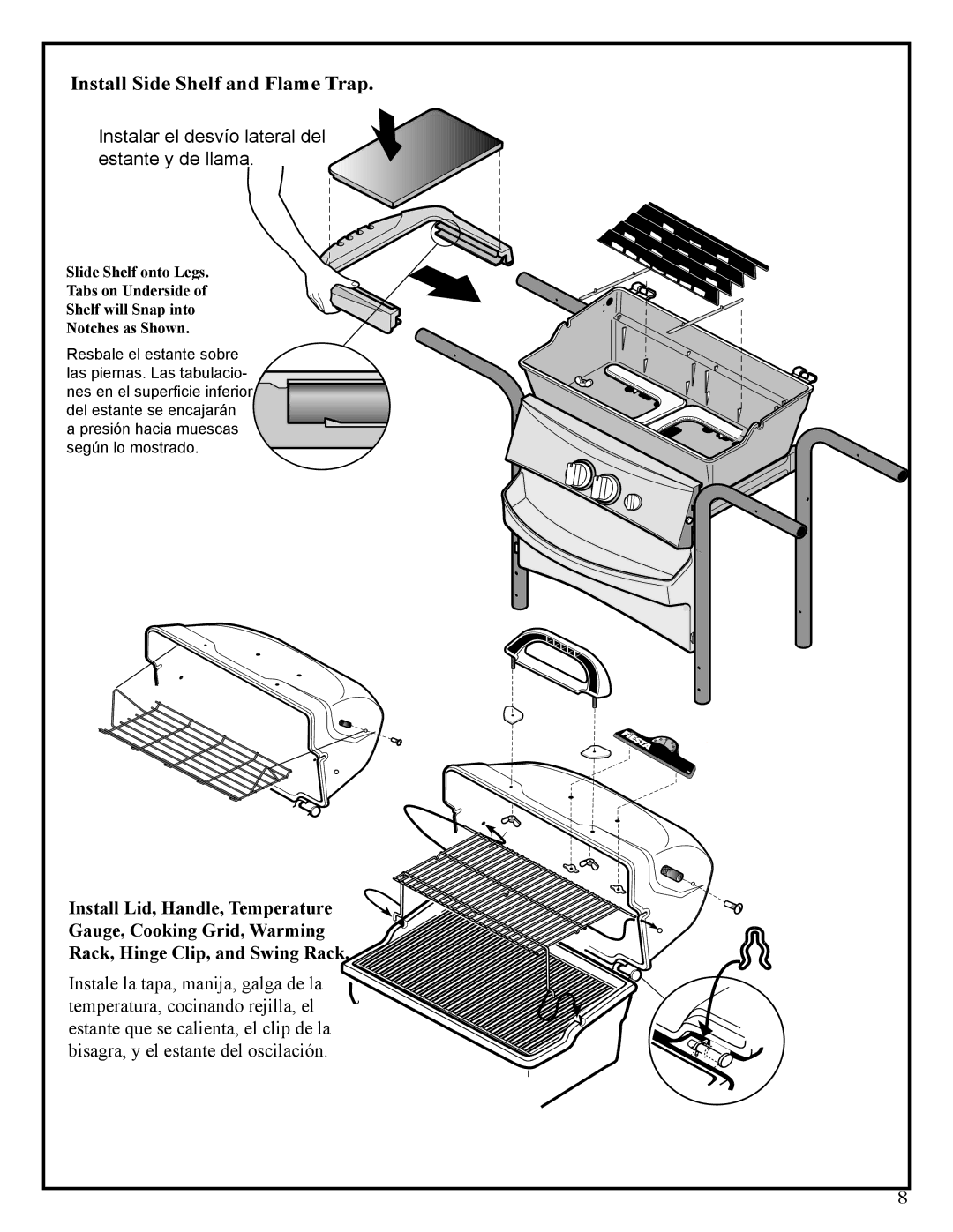 Fiesta EZT45055-B319 manual Install Side Shelf and Flame Trap 