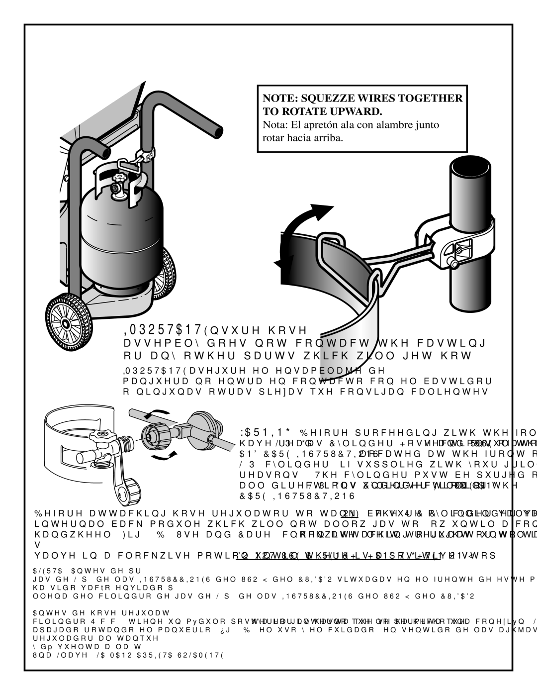 Fiesta EZT45055-P312 manual Important Ensure hose, Nota El apretón ala con alambre junto rotar hacia arriba 