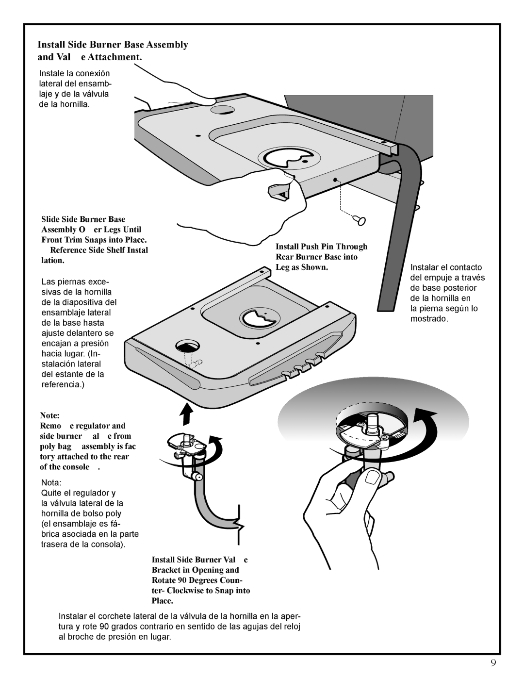 Fiesta EZT45055-P312 manual Install Side Burner Base Assembly and Valve Attachment 