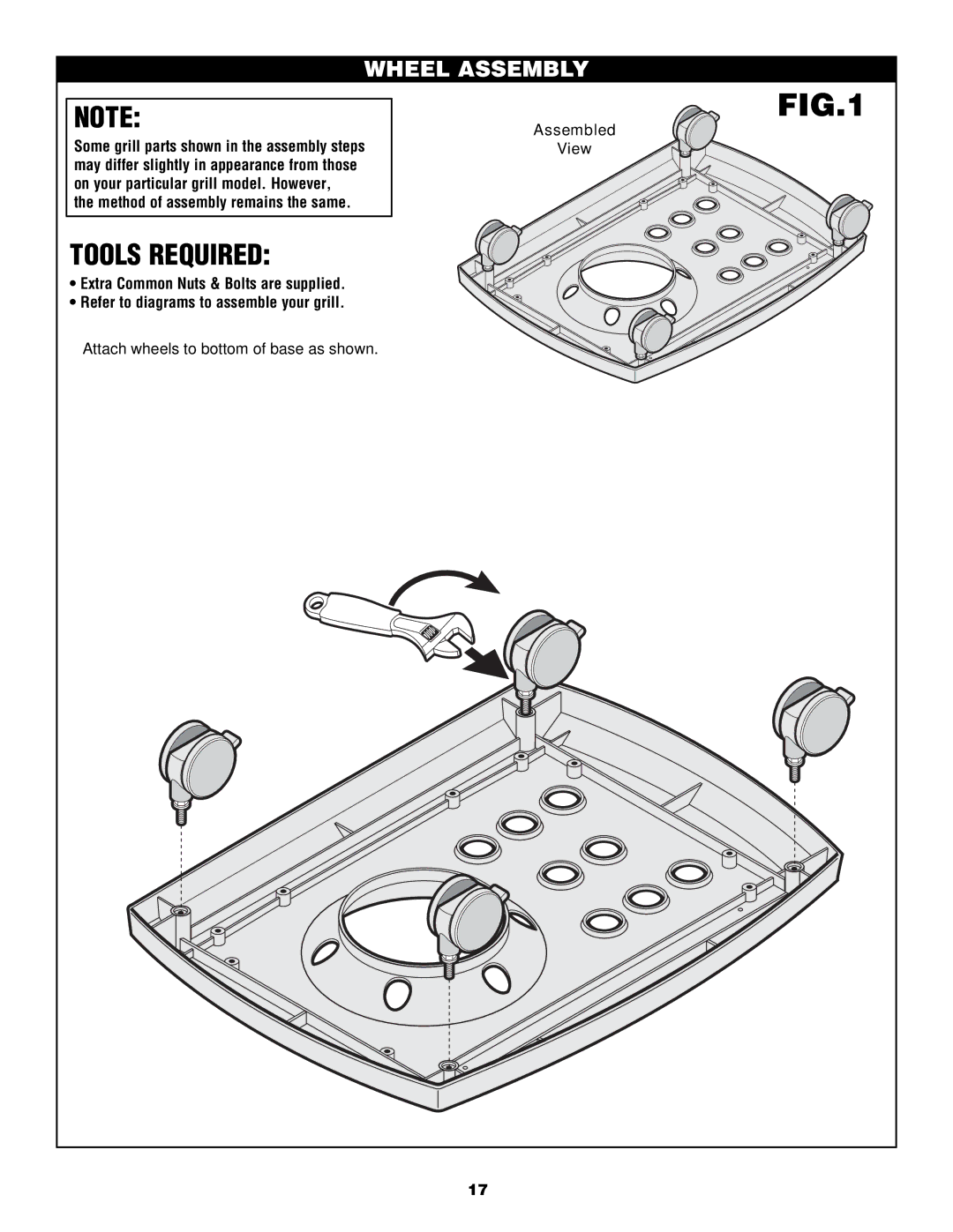 Fiesta FG50057 manual Tools Required, Wheel Assembly 