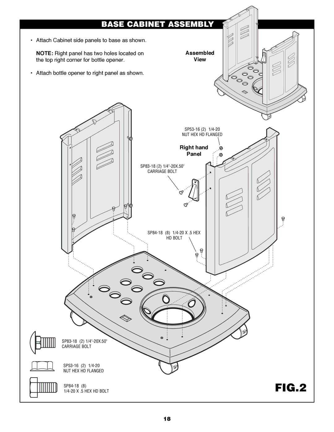 Fiesta FG50057 manual Base Cabinet Assembly, Assembled View 