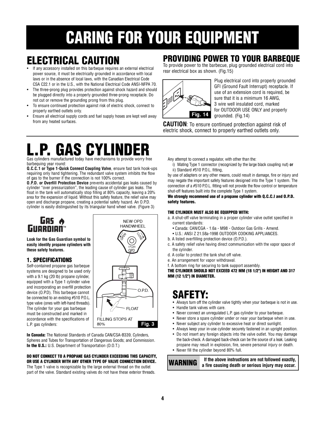 Fiesta FG50057 manual Electrical Caution, Safety, Providing Power to Your Barbeque 